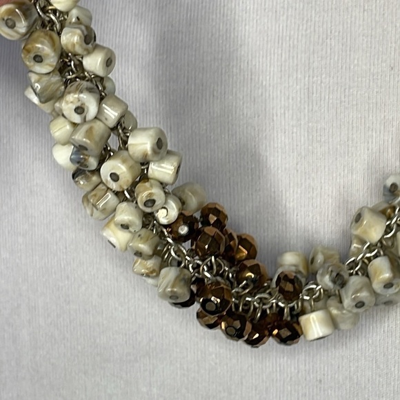 Kenneth Cole Beaded Cluster Chunky Necklace Color Block Silver Tone Chain - Picture 3 of 8